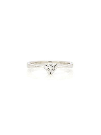 0.28 Carat Preset Love-Shape Crown Solitaire Ring in 18K White Gold 