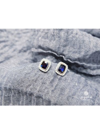 Royal Blue Sapphire Diamond Earrings (2.5ct. tw.) in 18K White Gold 
