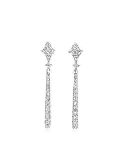 Slender Dangling Diamond Earrings (0.49ct. tw.) in 18K White Gold