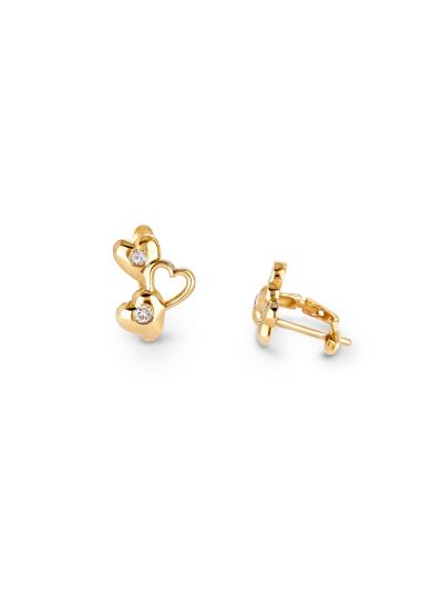 Hearts and Diamonds Earring Hoops (0.12ct. tw.) in 18K Yellow Gold