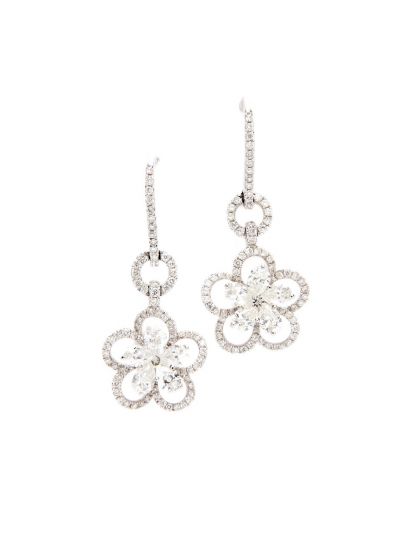 White Lily Diamond Earrings (1.89ct. tw.) in 18K White Gold 