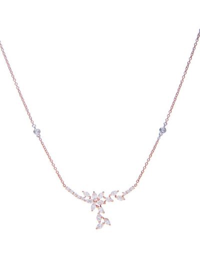Marquise Flower Diamond Necklace (0.89ct. tw.) in 18K Rose Gold 