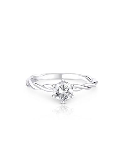 0.43 Carat Preset Braided Band Solitaire Ring in 18K White Gold 