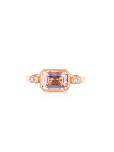 1.40 Carat Pink Morganite Ring in 18K Rose Gold
